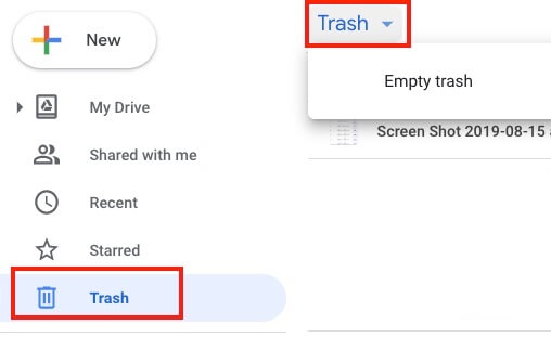 Google Drive Empty Trash