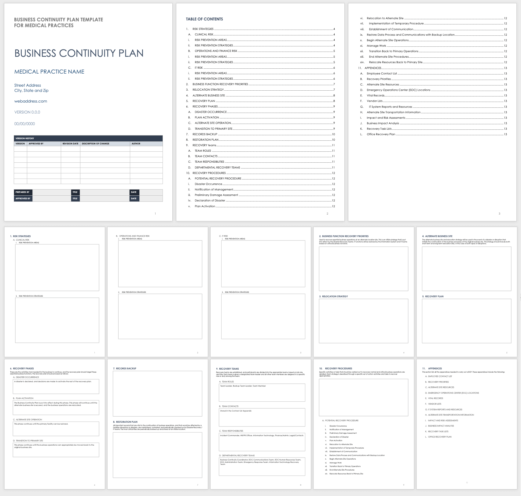 Business Continuity Plan Template For Medical Practices