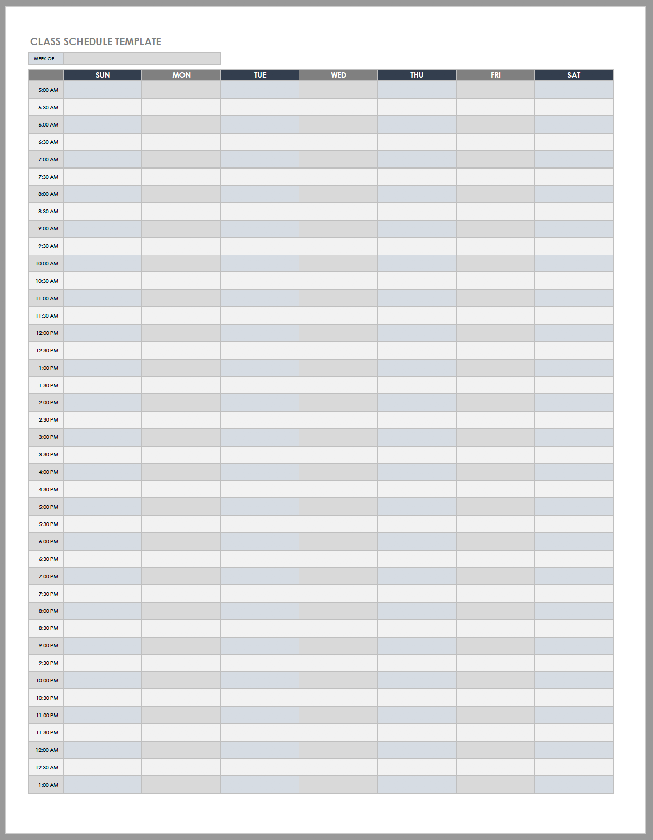 Class Schedule Template