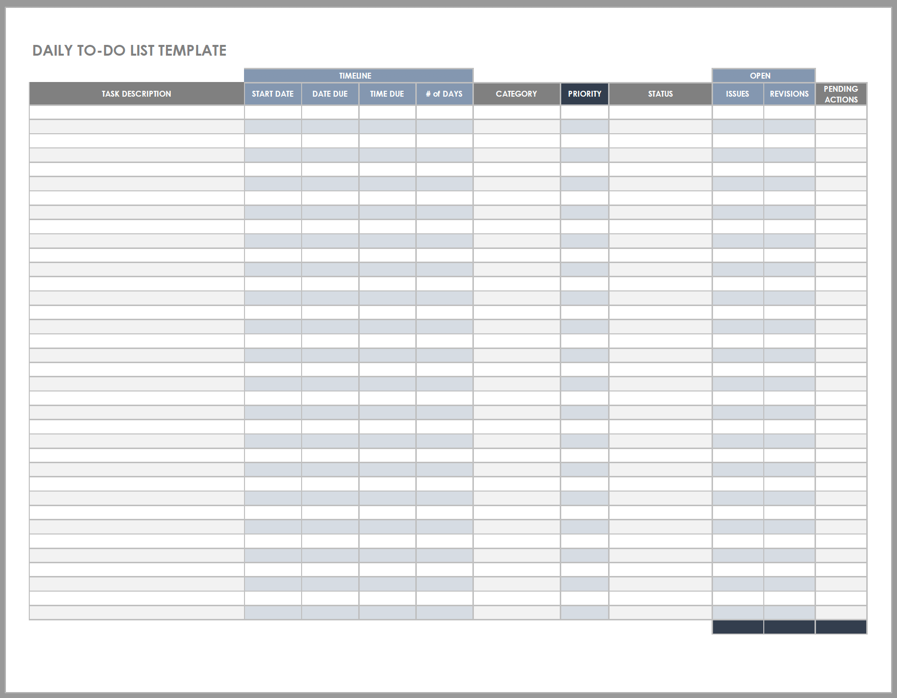 Daily To Do List Template