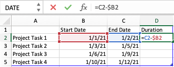 input Duration Formula