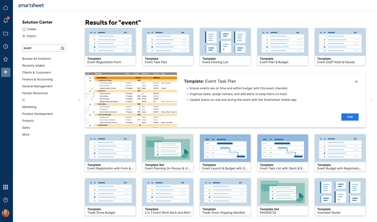 Event task plan Smartsheet Solution Center