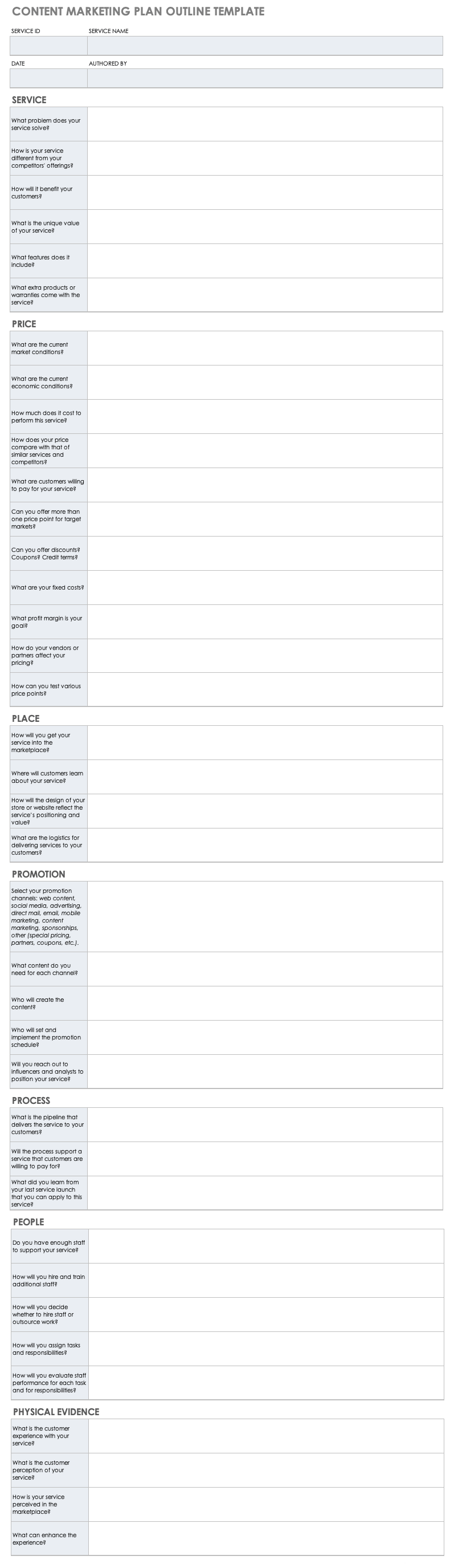 Content Marketing Plan Outline Template