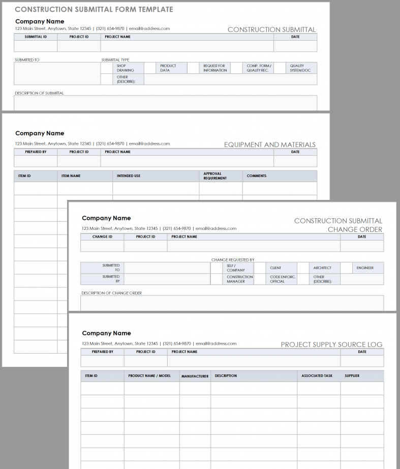 Construction Submittal Form Template