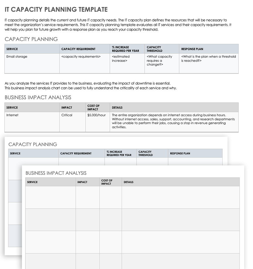 IT Capacity Planning Template