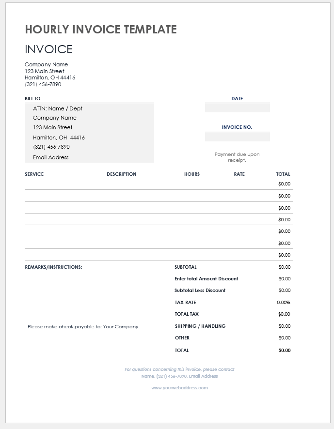 Hourly Invoice Template