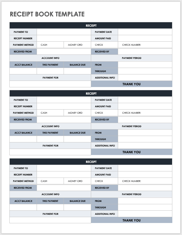 Receipt Book Template