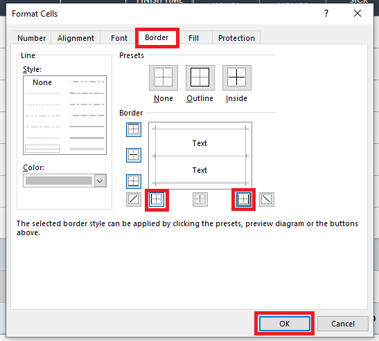 Timesheet Border Menu