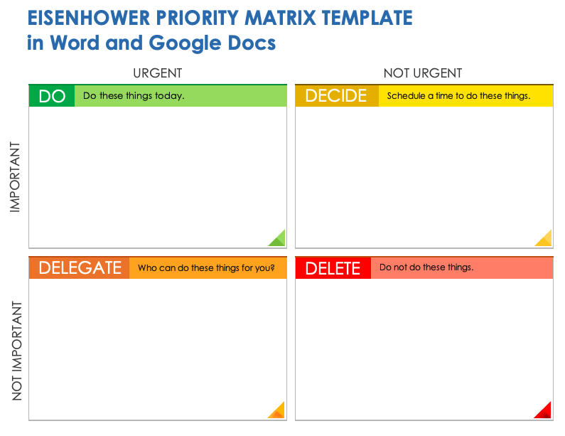 Eisenhower Priority Matrix in Word and Google Docs