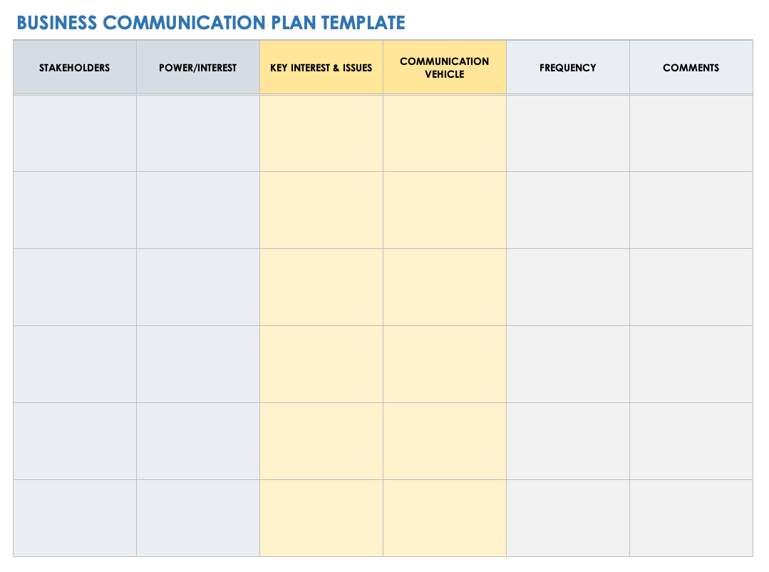 Business Communication Plan Template