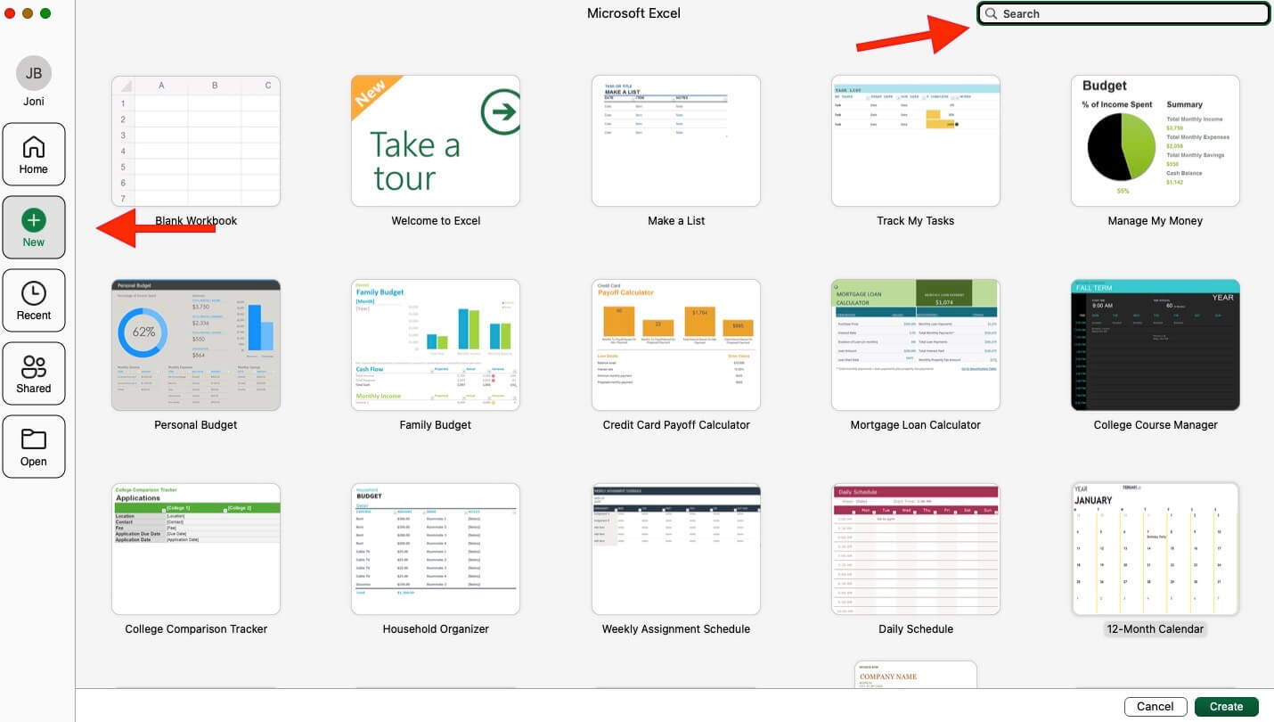 Make Excel Calendar search Template Mac