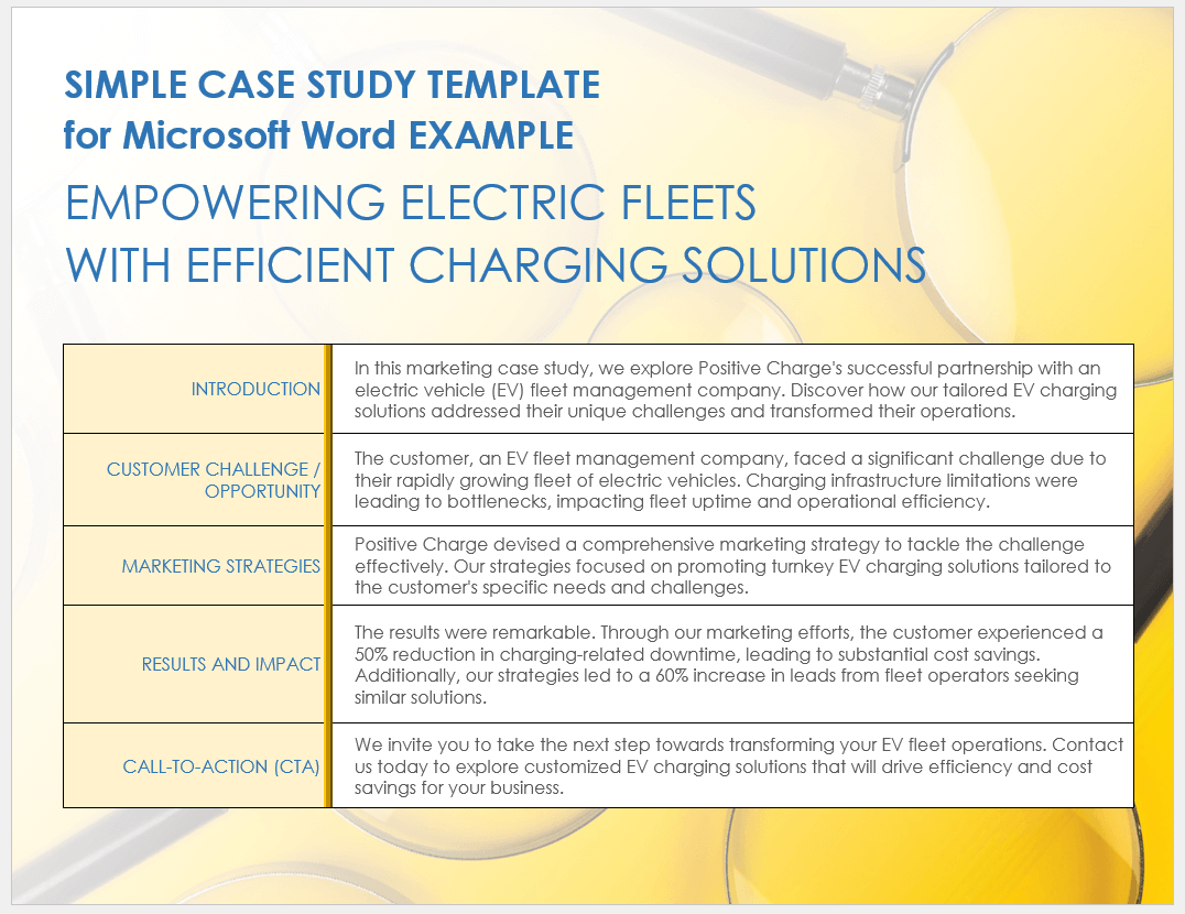 Simple Case Study Example Template for Microsoft Word