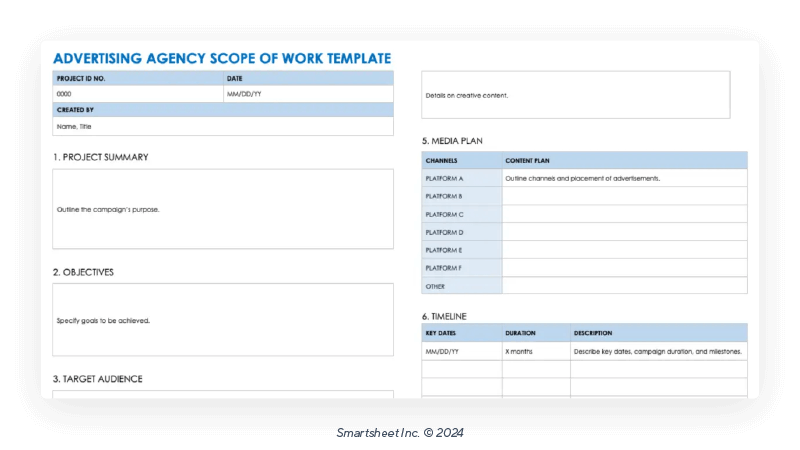 advertising agency scope of work template 