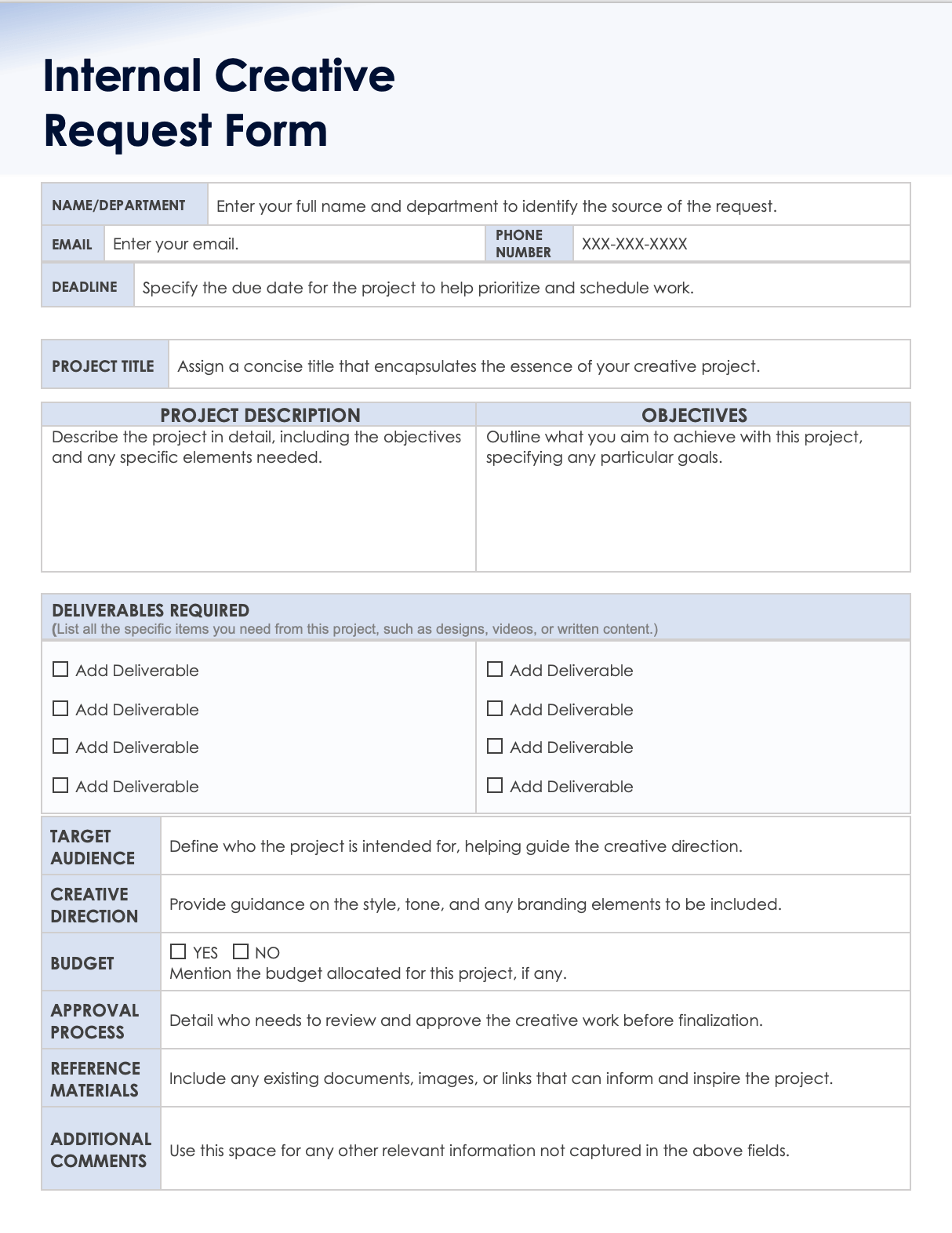 Internal Creative Request Form