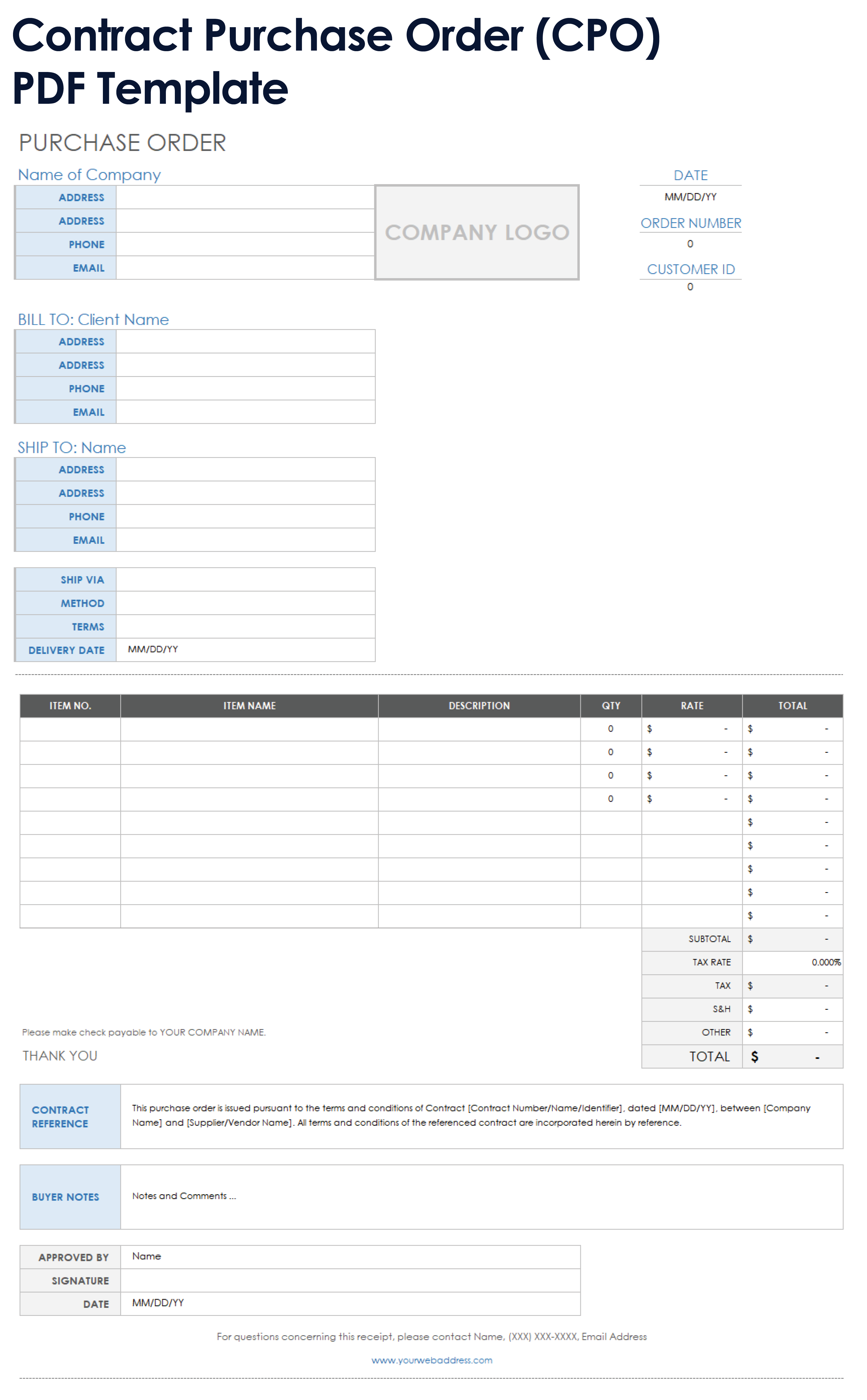 Contract Purchase Order CPO Template