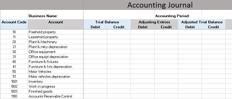 Accounting Journal Template