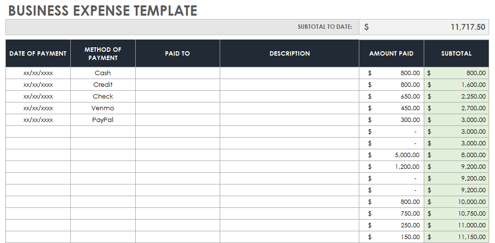 Business Expense Template