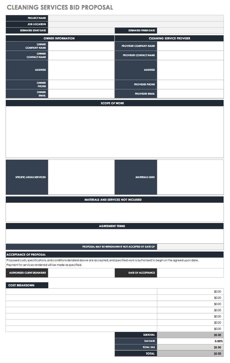 Cleaning Service Bid Proposal