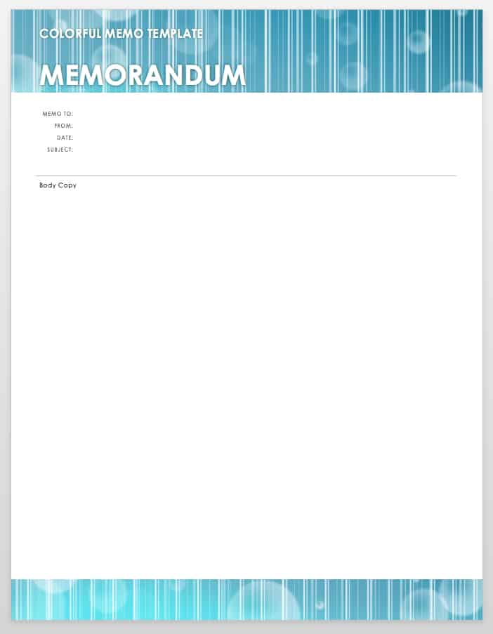 Colorful Memo Template Word