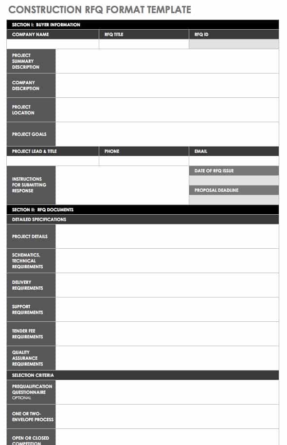 Construction RFQ Format Template