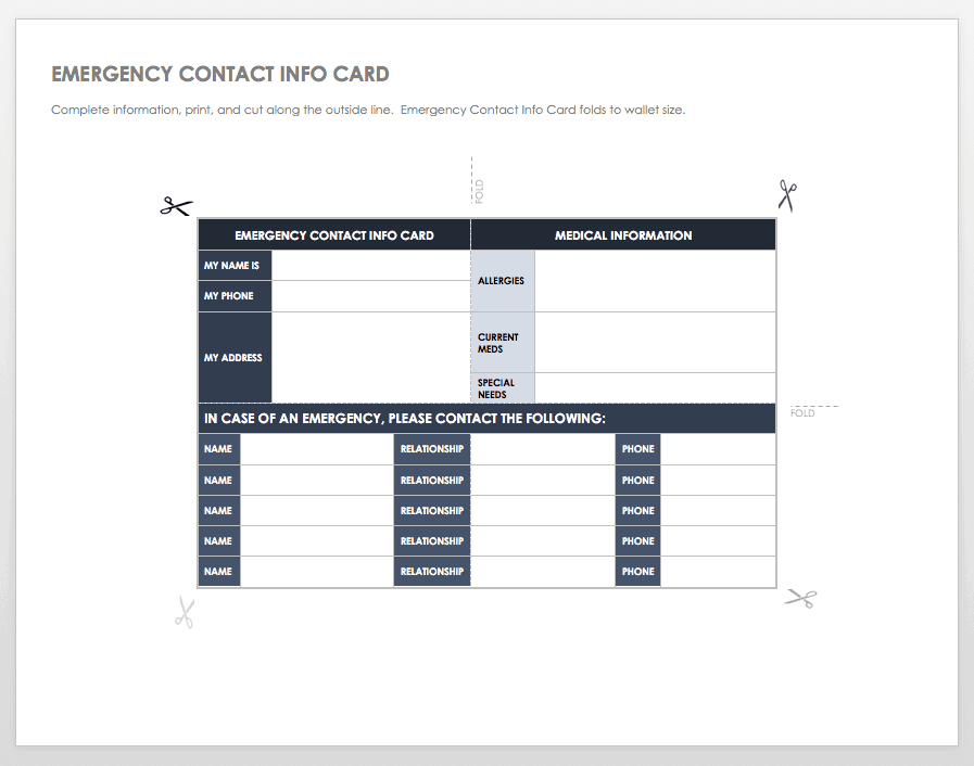 Emergency Contact Information Card