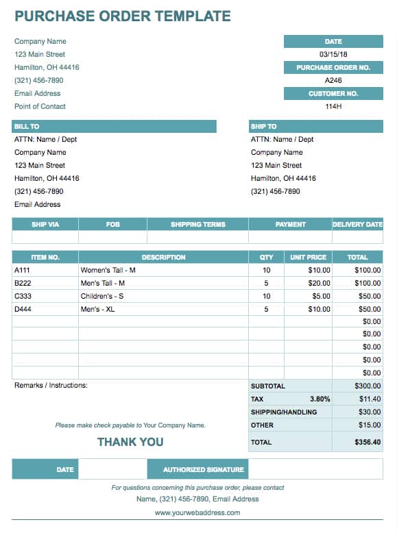 Purchase Order Template