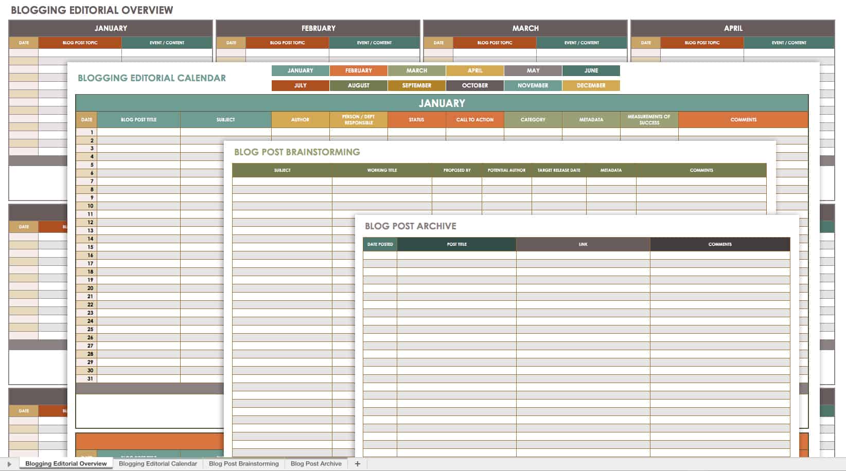 Blogging Calendar Template