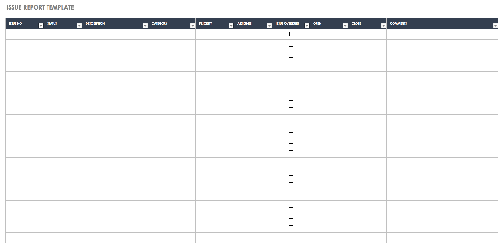 Issue Report Template