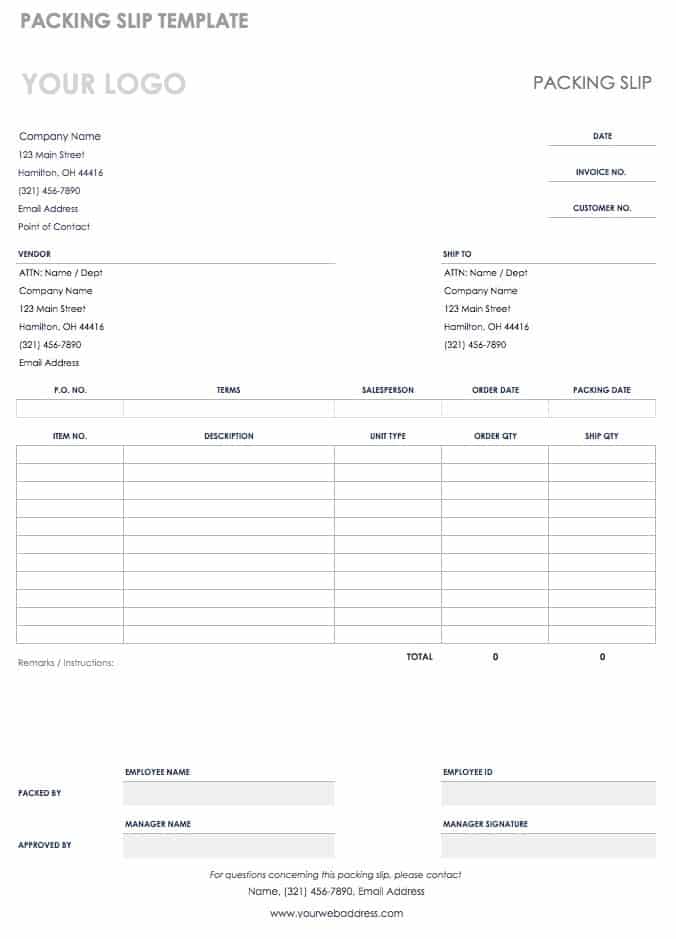 Packing Slip Template