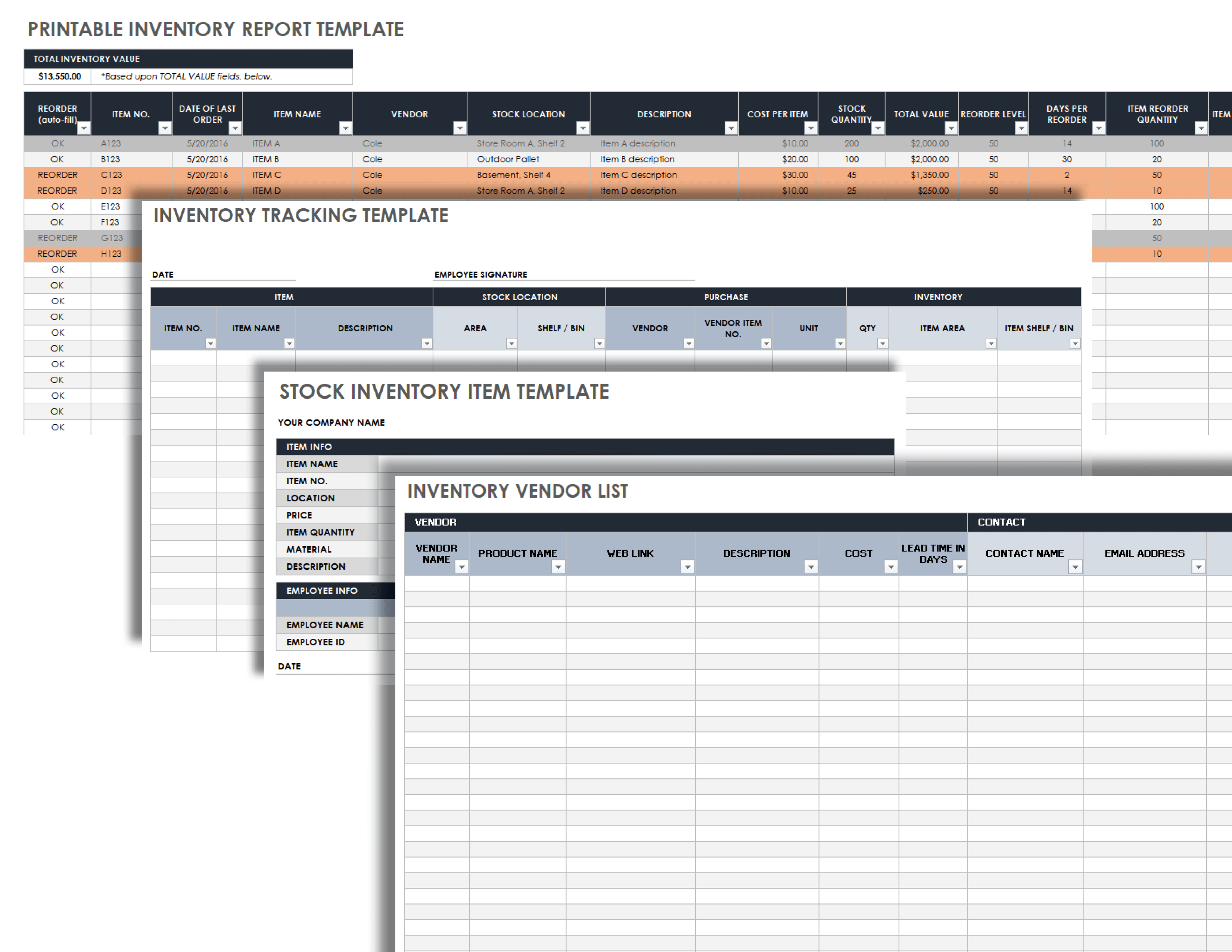 Printable inventory report template