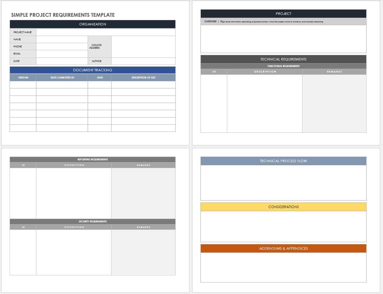 Simple Project Requirements Template