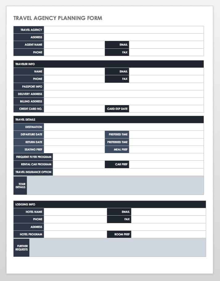 Travel Agency Planning Form