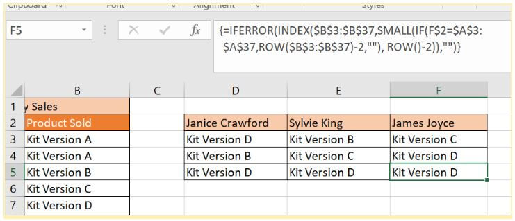 VLOOKUP multiple values column formula