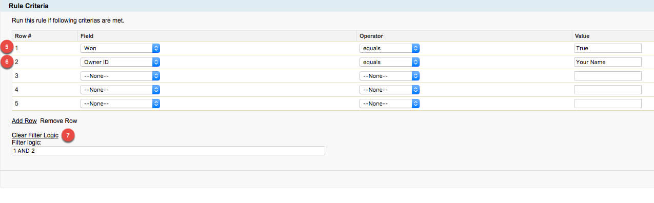 salesforce workflow Logic Filters