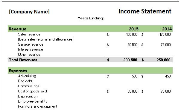 Income Statement Template