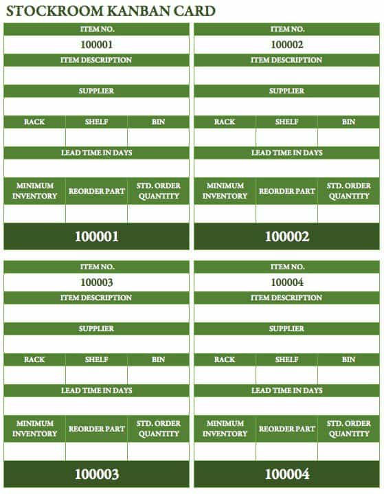 Stockroom Kanban Card Template