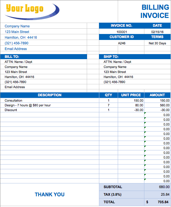 Billing Invoice Template