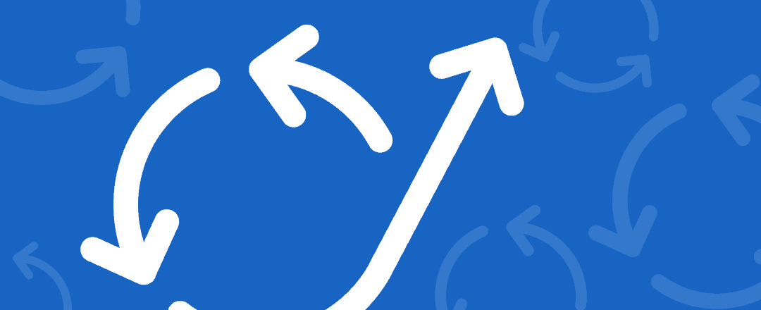 Arrows point in a counter clockwise direction with an arrow pointing upward