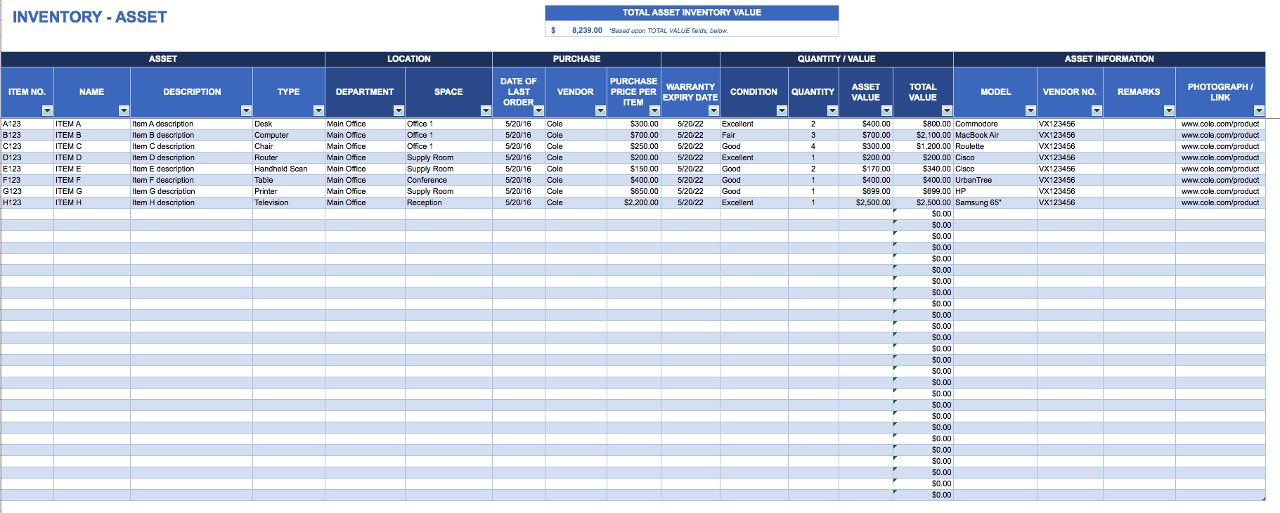 Asset Tracking Template